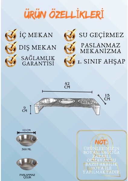 Kedi ve Köpekler Için Sağlıklı Yeme Standı, Paslanmaz Çelik Şık Tasarım ve Kaymaz Ayaklar