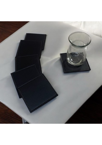 6’lı Termo Deri Özel Dikişli Bardak Altlığı - Kahve Altlığı Fincan Altlığı (8x8,5 cm ) fiyatları