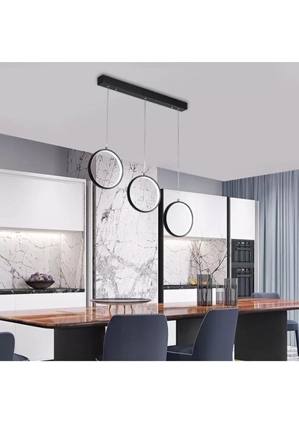 Şık Siyah ve Beyaz LED 3'lü Sarkıt Avize, Modern Metal Tasarım