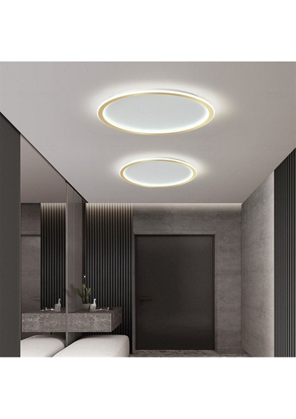 Gold Ø40 cm Kumandalı, Dimli 3 Işık Rengi Çember LED Tavan Lambası, Avize, Modern Aydınlatma
