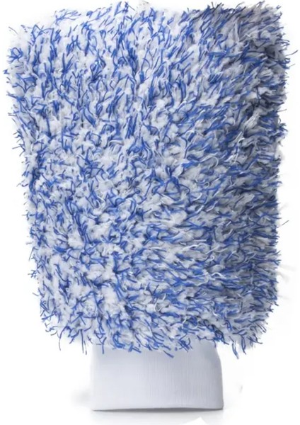 Araç Yıkama Eldiveni Mikrofiber Mavi Beyaz