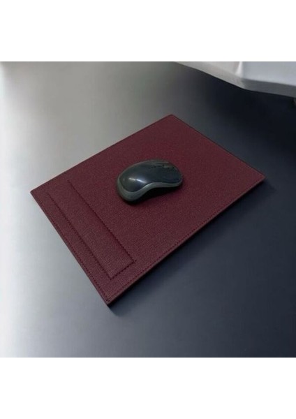 Bilek Destekli Özel Dikişli Kaydırmaz Mouse Pad Fare Altlığı 28.5 x 21 cm Termo Deri Şık Görünürlük