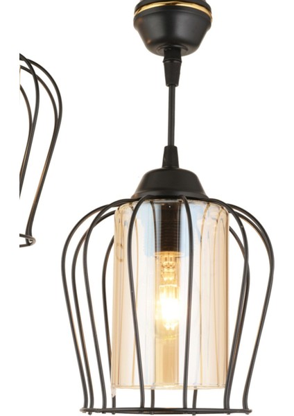 Modern siyah paraşüt sarkıt avize çifti, 10x20 cm, metal malzeme, şık ve sade tasarım modelleri