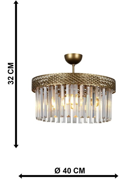 Sitrus 4.lü Eskitme Lux Kristal Taşlı Avize
