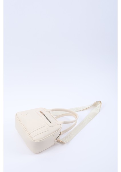 Krem Shk225 Suni Deri ,Fermuarlı İki Bölmeli ,Kolon Askılı El, Kol Ve Omuz Çantası