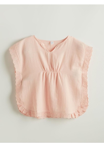 Fırfır Detaylı Kız Bebek Panço Plaj Havlusu (S5)