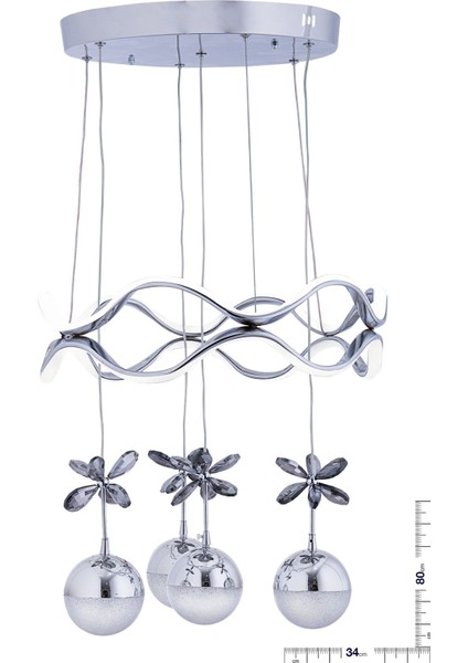 Şık 3 Renkli Krom Kaplamalı Modern Sarkıt LED Avize 45x32 cm modelleri