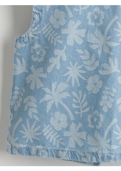 Çiçekli Kız Çocuk Crop Jean Bluz (S5)