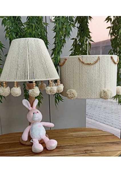 Bebek / Çocuk Odası Özel Tasarım Kız-Erkek Bebek Odası Avize Abajur (Ahşap Ayaktır) Seti