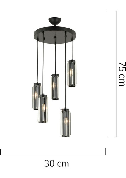 5'li Siyah Yuvarlak Kristal Sarkıt Avize, Modern Salon Aydınlatması fırsatları