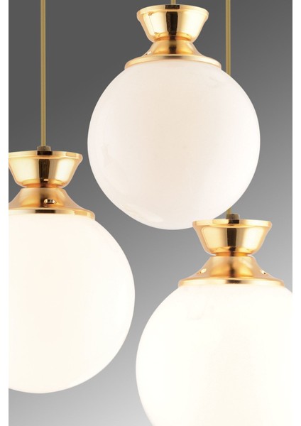 Dilara 3 Lü Tepsi Eskitmeye Gold Yaldızlı Modern Yuvarlak Camlı Aydınlatma