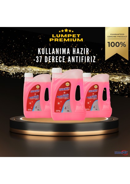 Organik Kullanıma Hazır Antifiriz - 37 Kırmızı Dört Mevsim Antifriz 3 Adet 3 x 3 L
