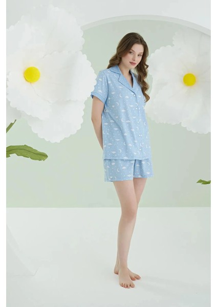Star Şortlu Önden Düğmeli Pijama Takım