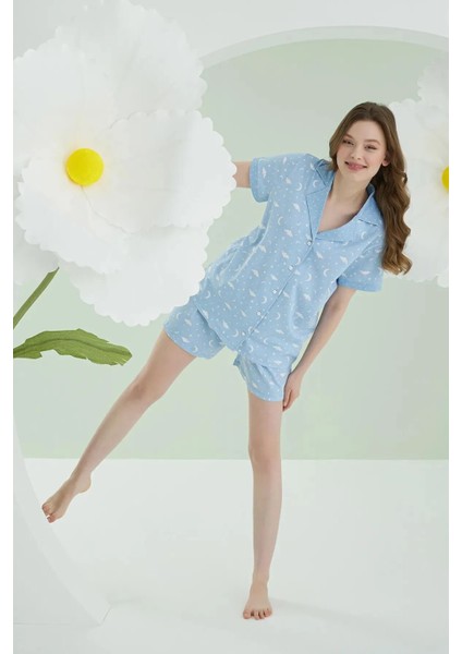 Star Şortlu Önden Düğmeli Pijama Takım