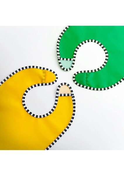 2 Adet Cırtlı Mama Önlüğü 28,5X38,5 cm 2'li Set Çocuk Yemek Önlüğü Sarı-Yeşil Önlük fırsatları