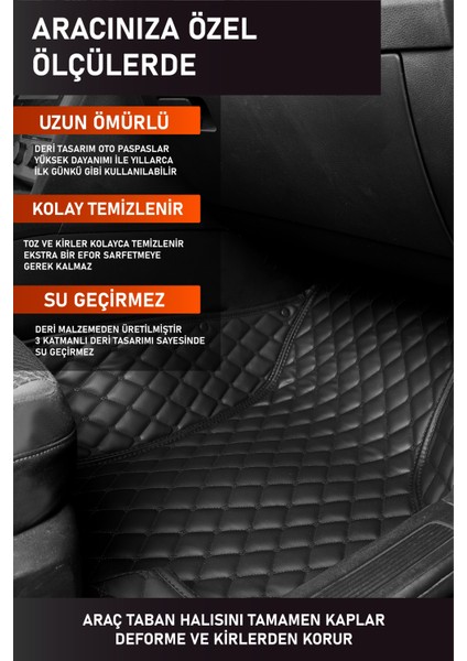 Nissan Navara (2021-2022) Uyumlu Deri 7d Havuzlu Tam Set Oto Paspas .6 modelleri