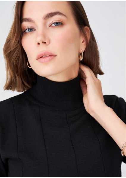 BETTY BLOUSE Balıkçı Yaka Kısa Kollu İnce Basic Kadın Triko Bluz - Siyah fırsatları