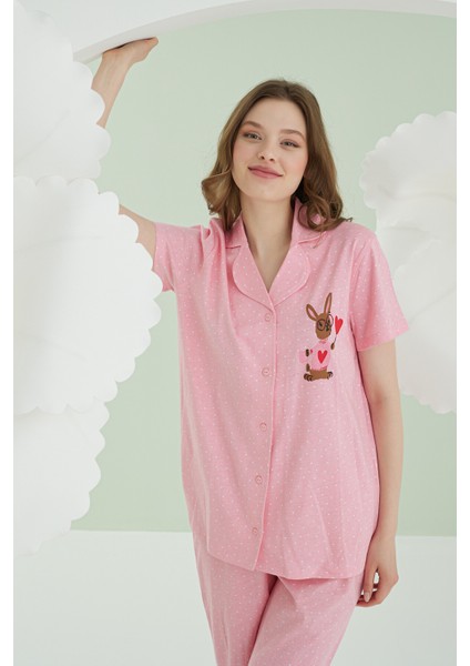 Bunny Önden Düğmeli Pijama Takım