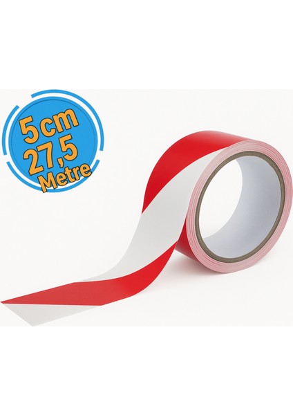 Jar Kırmızı Beyaz Yer Işaretleme Bandı 5 cm 27,5 Metre