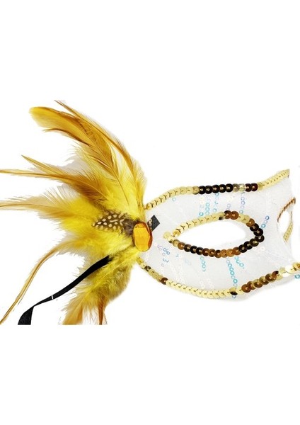 Altın Yandan Tüylü Pul Payet Parti Maskesi Tdrtr fiyatları