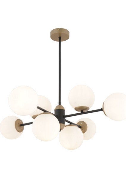 8'li Beyaz Camlı Modern Oturma Odası Salon Avizesi, Metal Malzeme, 95x73 cm fiyatları