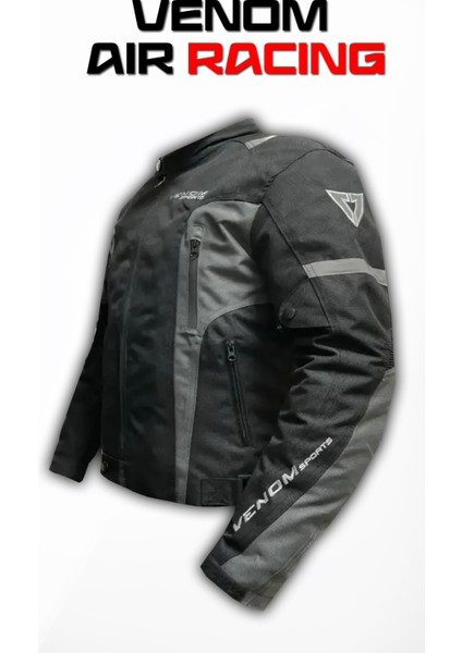 Aır Racıng Gri Siyah 4 Mevsim Motosiklet Montu fiyatları