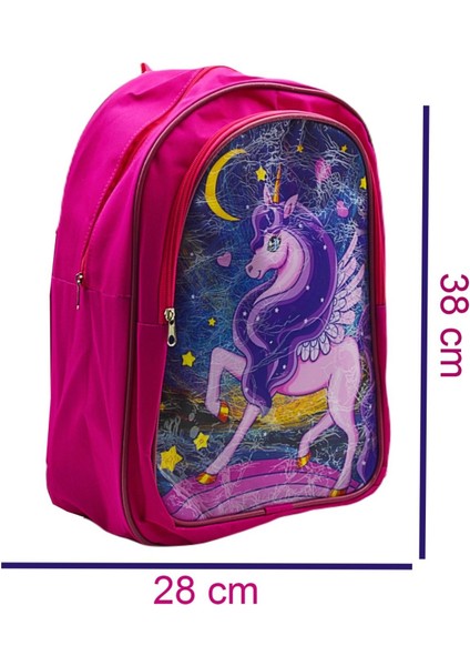 2 Bölmeli Unicorn Ilkokul Okul Sırt Çantası ve Beslenme Çantası Pembe KOD:1308 modelleri