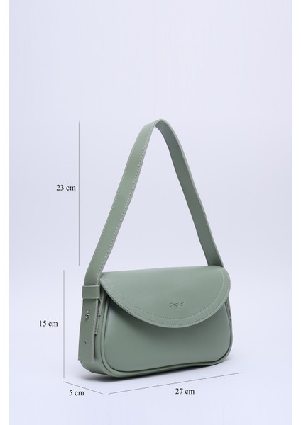 Mint Yeşil Shk150 Deri Astarlı Çıtçıtlı Ayarlanabilir Askılı El, Kol Ve Omuz Çantası U:15 E:27 G:5 Cm