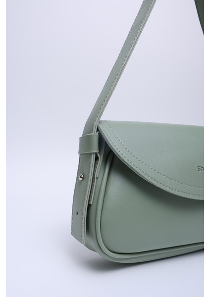 Mint Yeşil Shk150 Deri Astarlı Çıtçıtlı Ayarlanabilir Askılı El, Kol Ve Omuz Çantası U:15 E:27 G:5 Cm