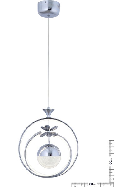 Fault 3 Renk Kumandalı ve Dimmerli Gümüş ( Sarı Beyaz ve Gün Işığı ) Luxury Kristal Taşlı LED Avize