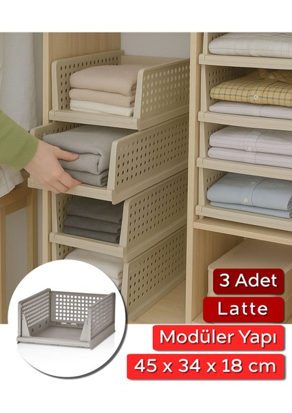 3 Adet Raylı Elbise Organizeri - Mutfak Banyo Düzenleme Depolama Üst Üste Dizilebilir