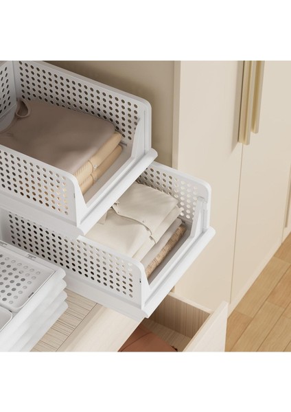 3 Adet Raylı Elbise Organizeri - Mutfak Banyo Düzenleme Depolama Üst Üste Dizilebilir