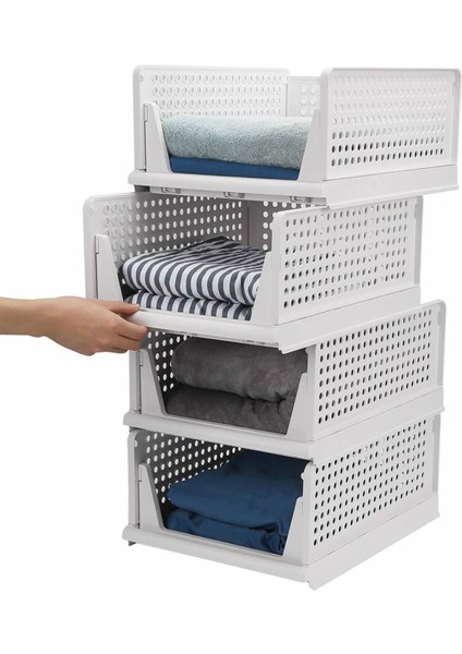 3 Adet Raylı Elbise Organizeri - Mutfak Banyo Düzenleme Depolama Üst Üste Dizilebilir
