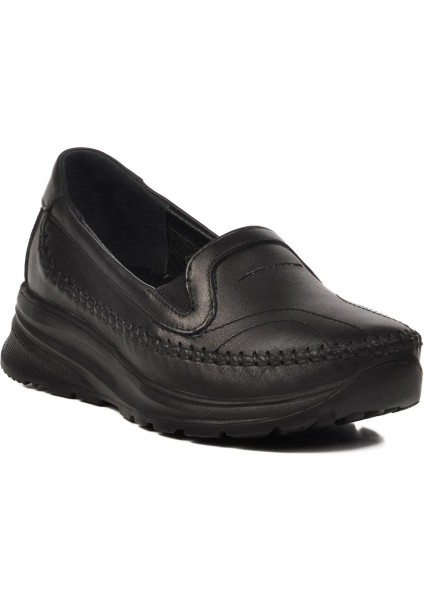 0023 Z Siyah Deri Kadın Günlük Ayakkabı