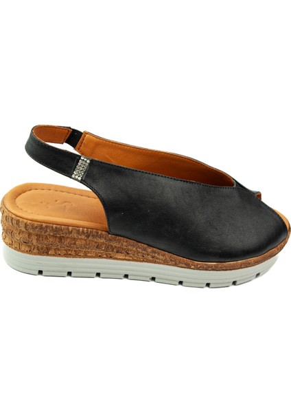 8094 Siyah Deri Kadın Sandalet fiyatları