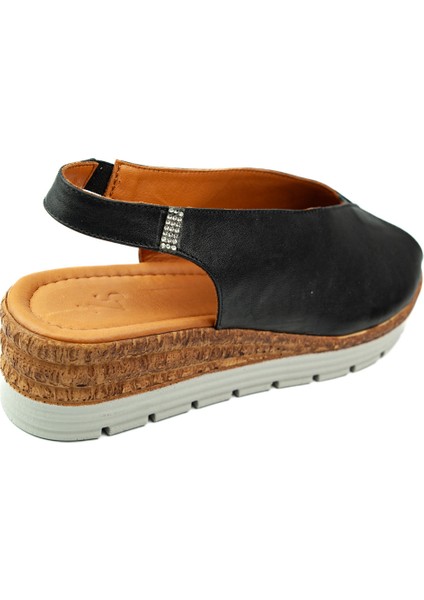 8094 Siyah Deri Kadın Sandalet fırsatları