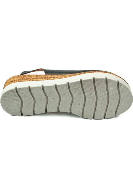 8094 Siyah Deri Kadın Sandalet indirimleri