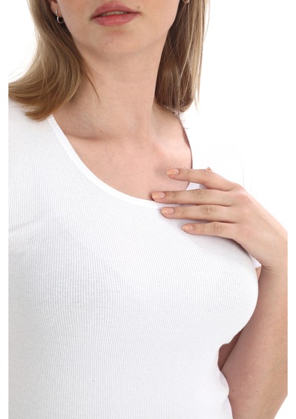 Kadın Fitilli Likralı Pamuk Basic Tshirt fırsatları