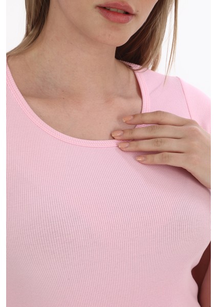 Kadın Fitilli Likralı Pamuk Basic Tshirt modelleri