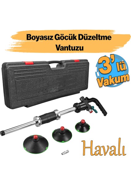 Havalı Boyasız Kaporta Göçük Düzeltme Vantuz 1/4" 3 Çeşit Hava Çektirme Pnömatik Vakum 75-100-125 mm