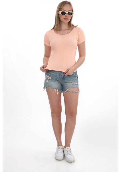 Kadın Fitilli Likralı Pamuk Basic Tshirt modelleri