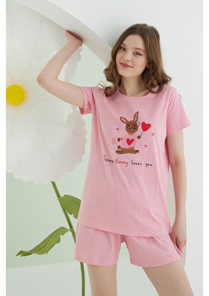 Bisiklet Yaka Bunny Baskılı Şortlu Takım