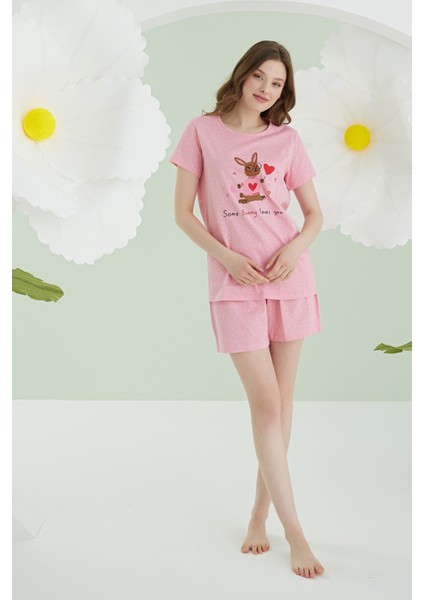 Bisiklet Yaka Bunny Baskılı Şortlu Takım