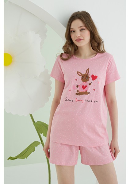 Bisiklet Yaka Bunny Baskılı Şortlu Takım