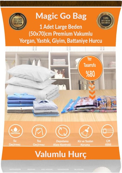 1 Adet Large Beden (50 x 70) cm Premium Vakumlu Yorgan,yastık,giyim,battaniye Hurcu