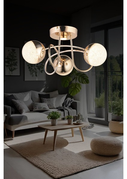 Modern 3 Renkli Alüminyum Avize, Salon ve Oturma Odası İçin Şık ve Zarif Tasarım