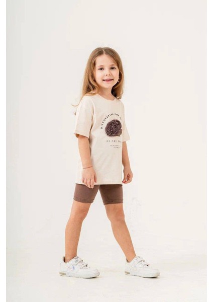 Kirpi Tüllü Işleme Detay Tayt Şort Alt Üst Takım