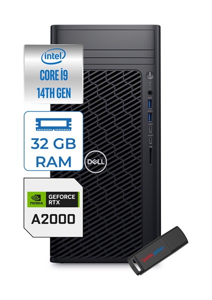 Precision 3680 I9-14900 Vpro 32GB Ddr5 4tb SSD Nvidia RTX2000/16 GB Windows 11 Pro Masaüstü Bilgisayar LG16IAX10HP12 + Zettausbbellek