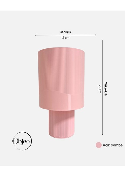 Açık Pembe Objeo 3D Özel Tasarım Dekoratif Çocuk Odası Abajur