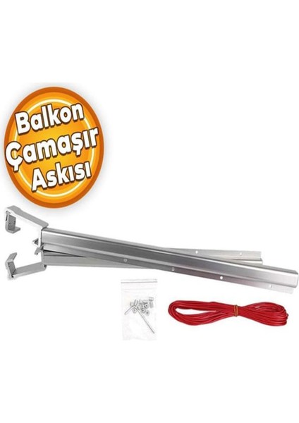 Balkon Çamaşır Kurutma Askısı Alüminyum Küpeşte Askılığı Kurutmalık Parlak Gri Kare 6 x 2.5 cm